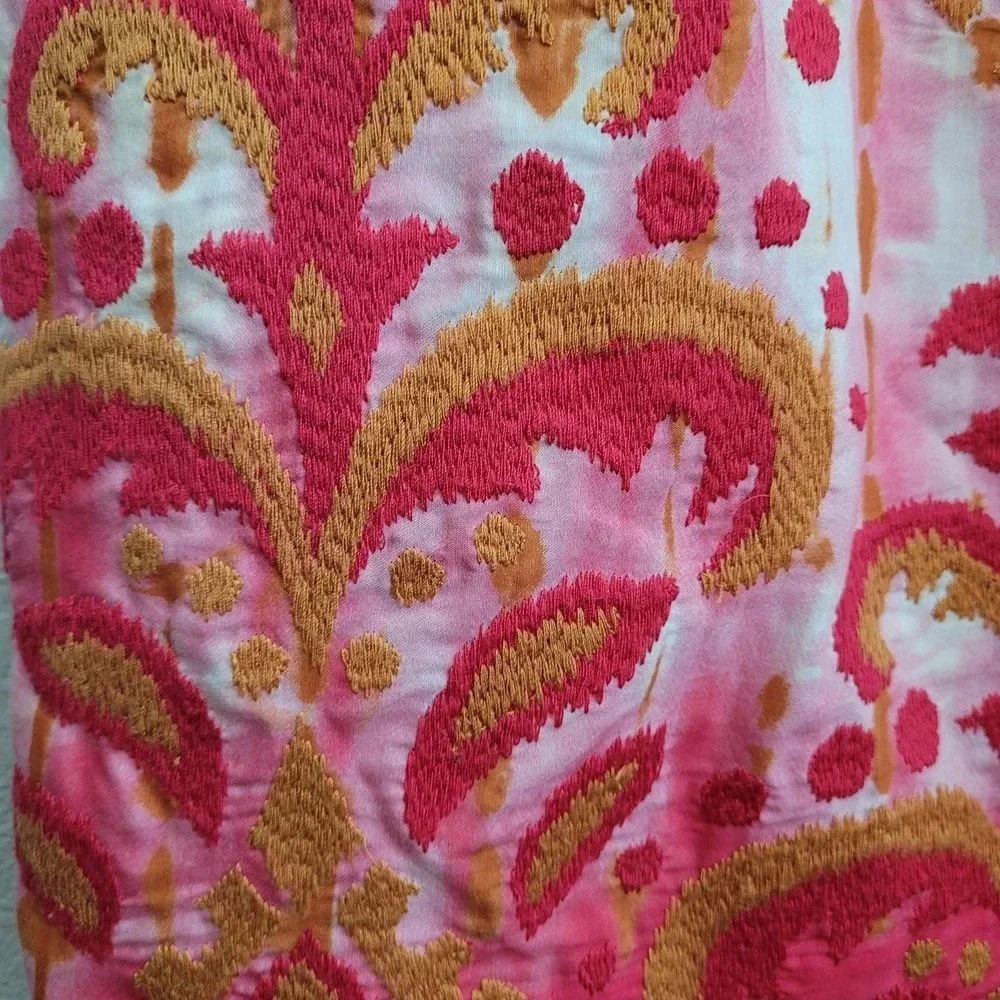 Anthropologie Beth Bowley Women's Mini Dress 4 Multicolor Silk Blend Embroidered - Picture 3 of 12